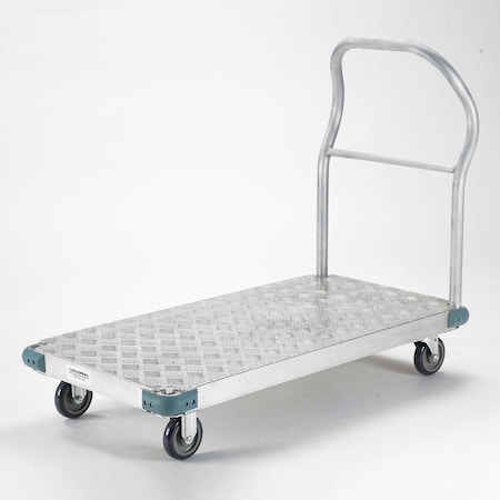 Global Industrial Platform Truck - Aluminum Diamond Deck, 60 x 30, 1000 Lb. Capacity, 5 Polyurethane Casters 232597